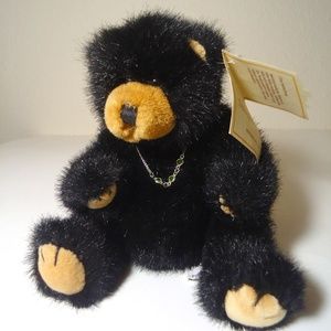 RUSS Berrie and Co Black Fox Fur Toy Bear N 1019 Size-7x5 in